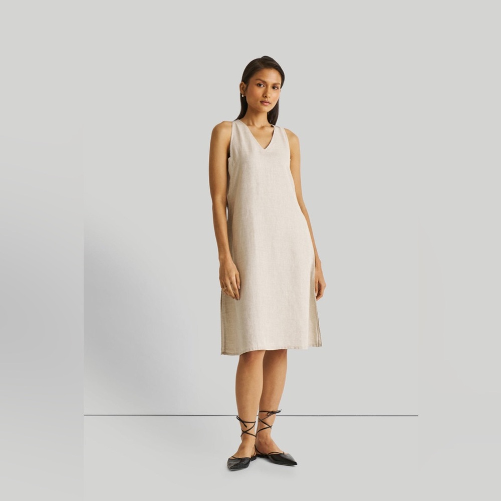 Reistor 100% Hemp Reading Tea Leaves Dress in Ecru Neutral Lagenlook Sustainable